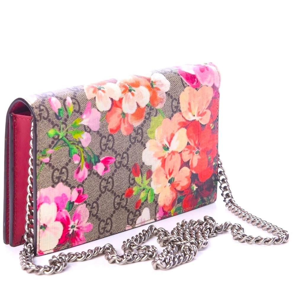 Authentic* GG Supreme Monogram Blooms Chain Wallet